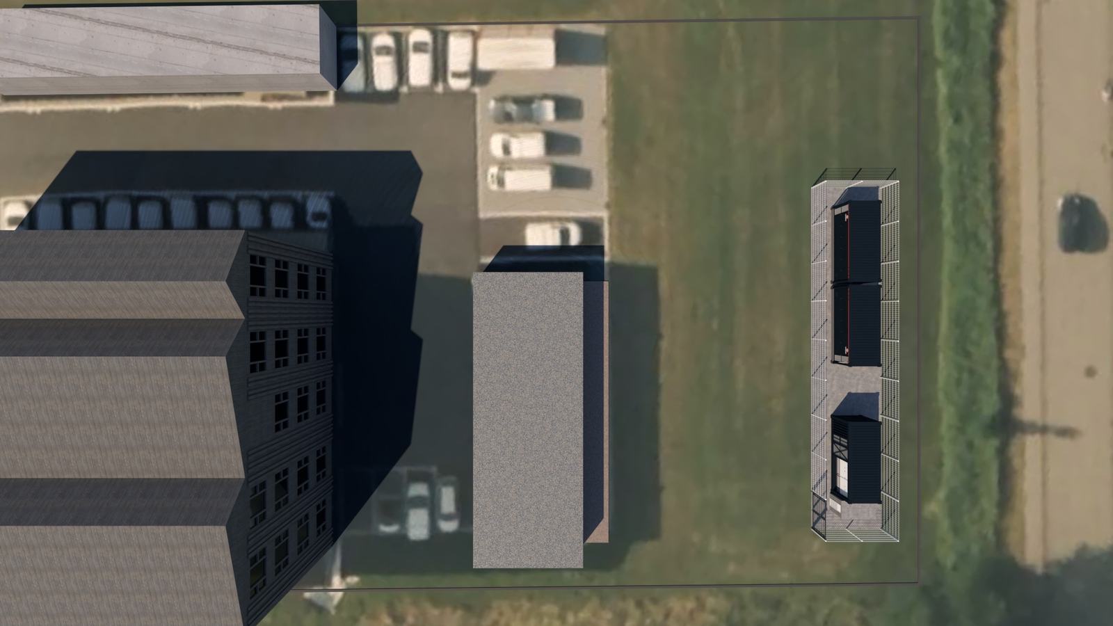 Visualisierung 2 von 6: Der Standort im Detail — 144 Quadratmeter eingezäunte Anlagenfläche. Mit Zugang und dem Streife